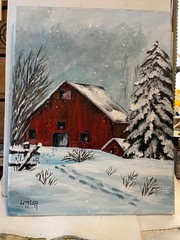 11 x 14 Acrylic Painting on Canvas…..“Winter Barn“