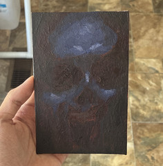 Original Dark Art Skull Painting 4×6 Canvas Panel, Signed, Unframed