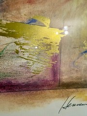 KATHRYN HENNEMAN MODERN ABSTRACT EXPRESSIONIST PAINTING WITH GOLD LEAF
