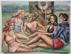 Eleanor Meyer American mid century social realist beach scene lifeguards