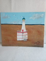 8×10 acrylic painting New Buffalo Michigan Lighthouse