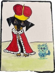 1Original Dog Marker art card ACEO dorisann1022 Dashund Sausage King Of Pets