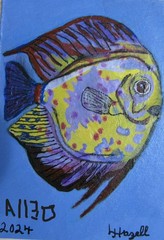 A1238 ORIGINAL ACRYLIC ACEO PAINTING BY LJH „PUFFER FISH“