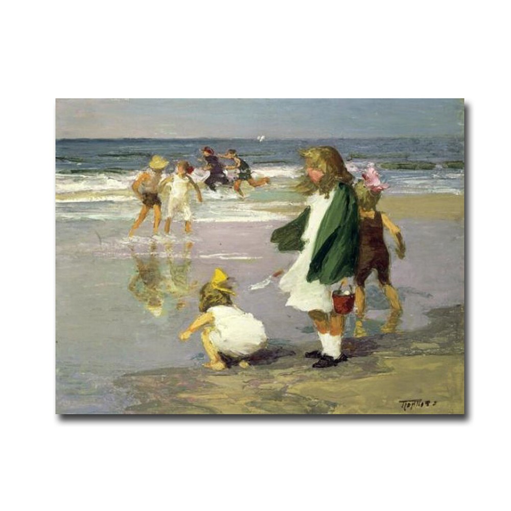 Play in the Surf by Potthast Gallery-Wrapped Canvas Giclee Art (12 in x 16 in)