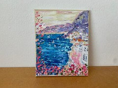 Amalfi Coast Impasto Oil Painting On Canvas Italy Summer Seascape Wall Art Decor
