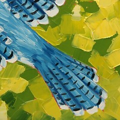 Blue Jay Bird Painting, Original Blue Jay, Flight, Art, Blue Jay Flying Bird Oil