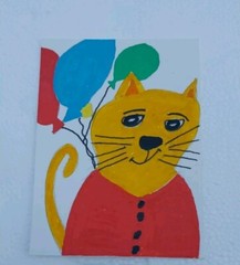 G.A.Titan Impressionism Painting Abstract Cat Expressionism Whimsical Animals