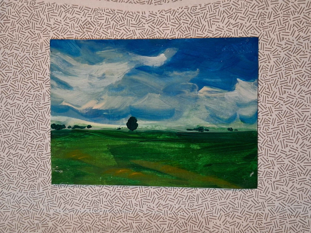 ACEO Original Art Midwest Farm Landscape Painting Acrylic DoodlingBird