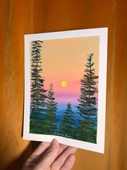 Original Oil Painting Colorado Massachusettes Hiking Sunset Sunrise Trees Art