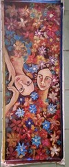 Acrylic On Canvas Mabel Tey „Piedras Y Flores „: Cuban Beautiful Art. 80×30 Cm