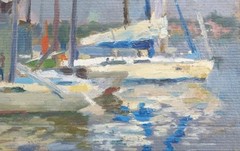 Oil painting Yachts Ukrainian painter Unframed Decor original landscape art