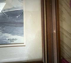Old Watercolor Winter Marina Boat Signed Maurice Day (1893-1983) Framed 21×28”