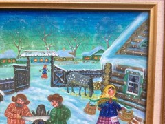 Vladimir Razoumov listed Russian Russia artist oil titled “Hiver Au Village”