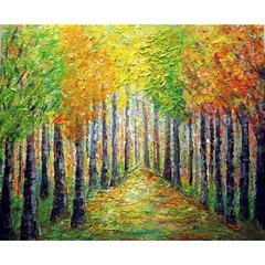 Sunlit Forest Path Original Landscape Painting 24×20 Textured Woodland Art