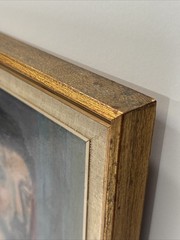 MID CENTURY PAINTING PORTRAIT MODERNIST SIGNED LORET MALE MODEL MAN MEN VINTAGE