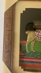 Peruvian PERU Folk Art Alpaca 🦙 Fabric Framed 8”X10” Unused Souvenir