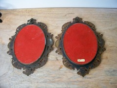 Pr Miniature Oil Paintings on Copper Italy Landscapes Oval Filigree Frame Sgnd