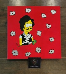 Bart Simpson Pablo Escobar EscoBart Painting Simpsons Homer Mugshot Gangster