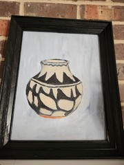 VTG Southwestern Indian Pottery Still Life Oil Painting Canvas Unsigned 12.15