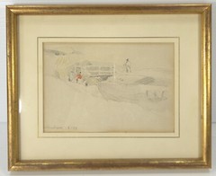 Antique 1899 Attr. BASIL BRADLEY Pencil Sketch Estate of ROBERT ANDREW PARKER