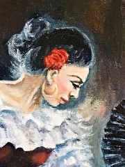 Flamenco Dancer in club setting 2 her lovely dress and style draws in admirers