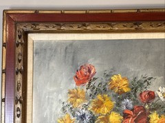 Impressionist Flowers In A Vase Still Life Oil Painting Signed Ritter 44 X 32
