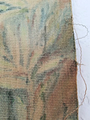 Rare Large Hand painted Painting on Cloth Tapestry Madonna Holding Jesus