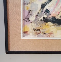 Vintage MCM Epifanio Ortega Oil On Canvas Painting Abstract Bullfighting Scene!