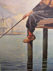 „Waiting for the Catch“ Repro Watercolor Painting 1950 Calendar KAROLY SZANTO