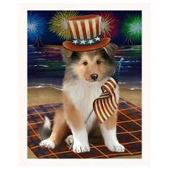 4th of July Fireworks Rough Collie Canvas Art Gift for Her Patriotic Dog Print