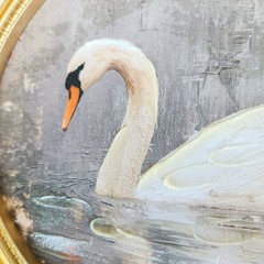 Viral Marmont Hill Swan Floral Gold Framed Wall Art Painting