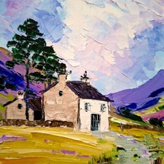 Ireland Original Painting Irish Cottage Oil Painting Unframed 6х6