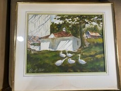 Edward A Martin „Spring House, Yellow Springs Road“ Watercolor Painting -Framed