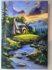 Original Painting Oil, Colorful Landscape , 22×32 inches, Home Gift, Wall Decor