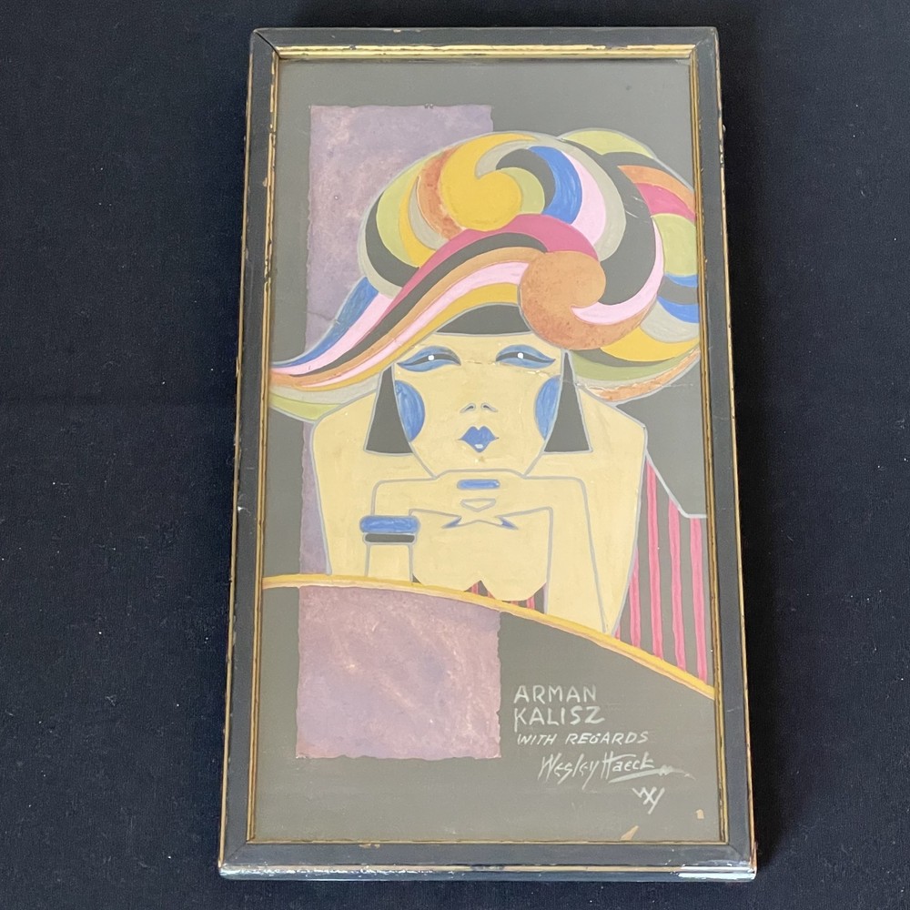 Vintage 1930s or 40s Art Nouveau Deco Female Figure Oil Painting Signed