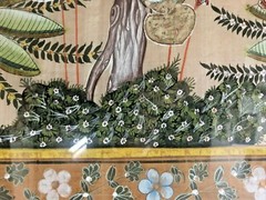 Antique/ Vintage Indian Hand Painted on Silk, Wood Framed, with Covered Glass