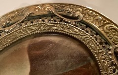 19th C. Miniature Portrait on Porcelain Composer R. Wagner Ornate Bronze Frame