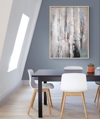 Contemporary Canvas Abstract Framed Rectangle Painting with Silver Frame 20