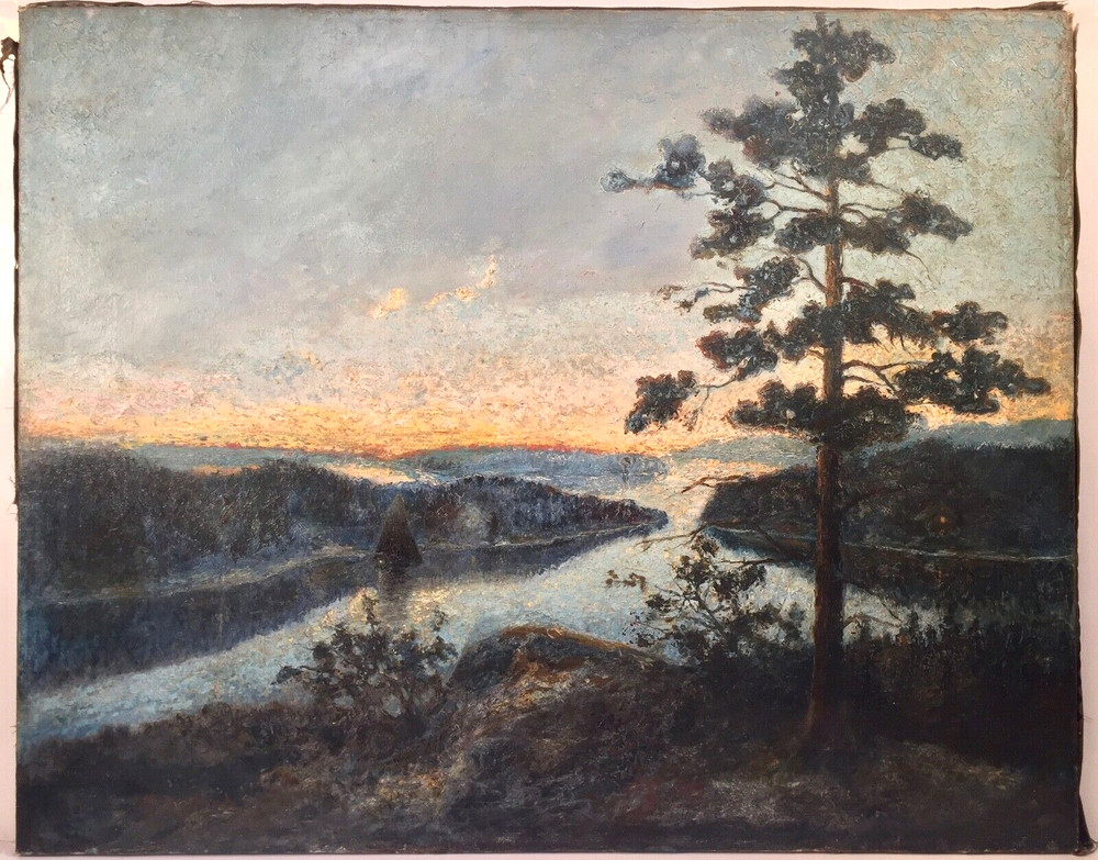 Listed Swedish Artist Nils Asplund (1874-1958) Signed Tonalist Oil Painting