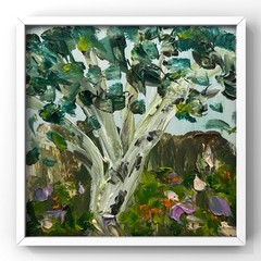 Marquette County Birch Forest Original Framed Oil Painting for Hygge Home Decor