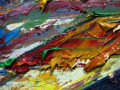 ORIGINAL OIL█PAINTING IMPRESSIONIST ARt SIGNED█CITY BUILDINGS POP NYC 18 x 30.5″