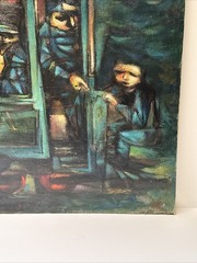VINTAGE CUBIST PAINTING MODERNIST LARGE FIGURES PEOPLE GLOVNA WPA REGIONALISM