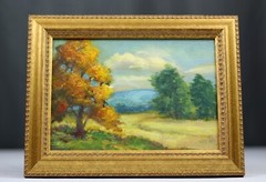 Original oil painting Lillian R. Dunnigan miniature landscape 5″ x 7″ IN/IL/VA