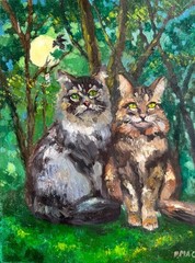 Cat Painting Oil Canvas 12×15 inch Original Animal Pet Artwork Signed