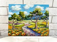 Hill Country Wildflowers Oil Painting Original Austin Texas Landscape 8×10 in