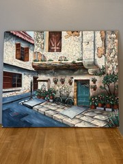 Mixed Media Impasto European Village Scene Painting Late 20th Century To Early21