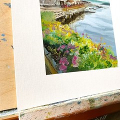 8×10 Maine Original Oil Painting Bar Harbor Waterfront Landscape Coastal Signed