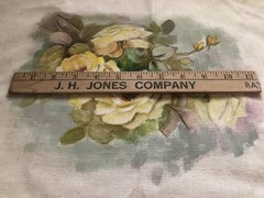 Yellow Pink Hand Painted Roses On Fabric Squares, Victorian Cottage Granny
