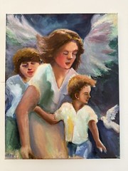 Angel, Original painting oil,11×14, Home GIFT, Christian Religious Spiritual Art
