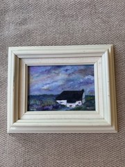 Framed Oil Acrylic on Canvas Painting – County Claire Ireland Cottage – Deb Kerr